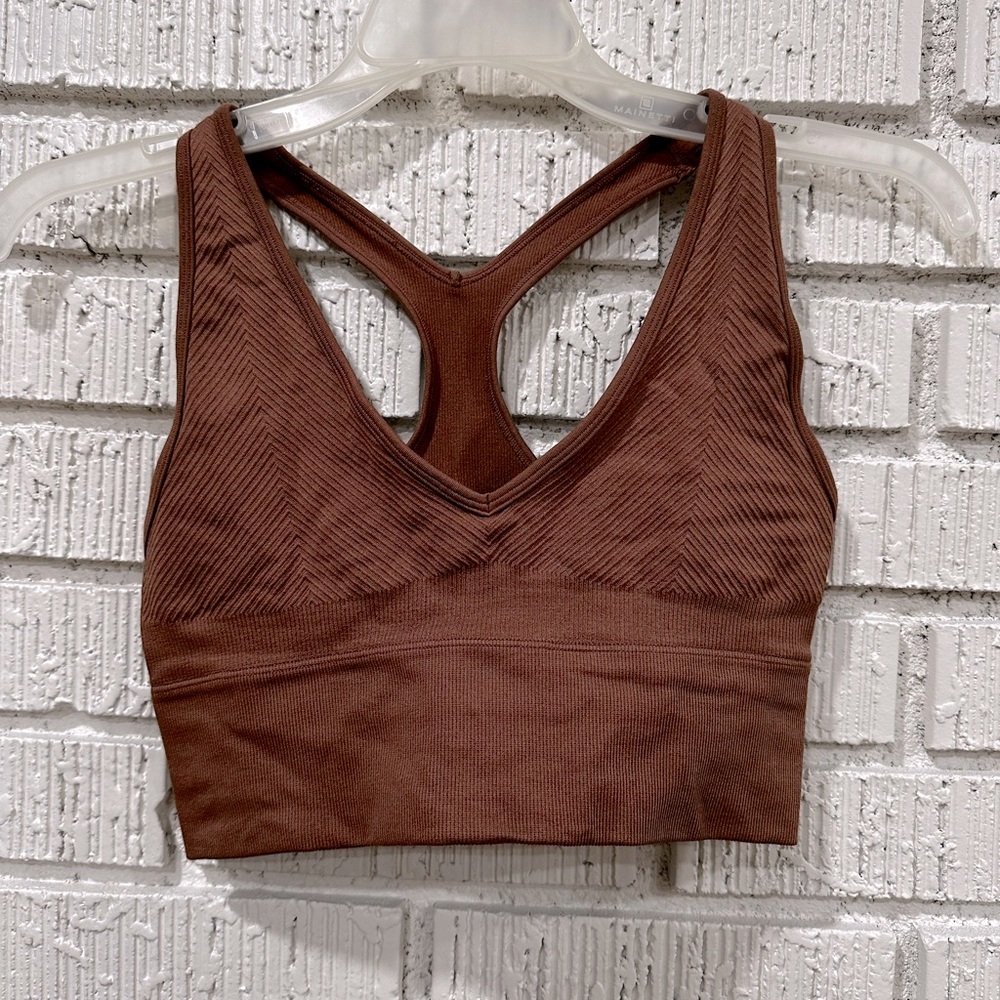 Gilly Hicks Seamless Brown Plunge Racerback Bra